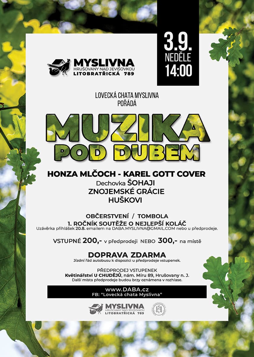 Plakát Muzika pod dubem 2023 - Lovecká chata Myslivna