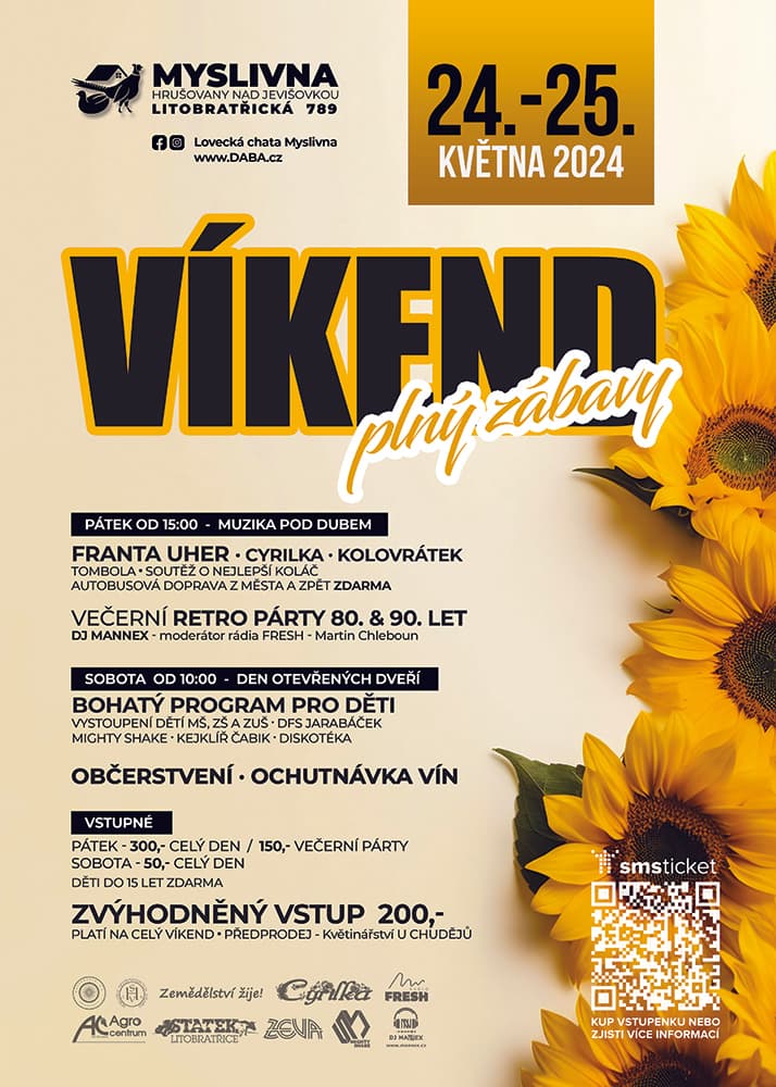 Plakát Víkend plný zábavy 2024 - Lovecká chata Myslivna